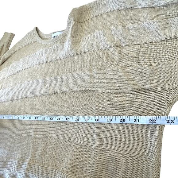 Cathy Daniels Gold Sweater Sz L Women’s Stripe Tone on Tone Dolman Sleeve Drape - Picture 6 of 7